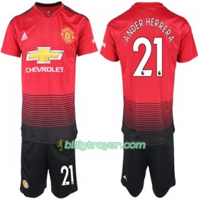 Billige Fotballdrakter Manchester United Ander Herrera 21 Barn Hjemmedraktsett 2018/19 Kortermet